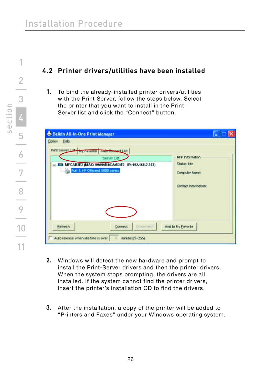 Belkin F1UP002 manual Printer drivers/utilities have been installed 