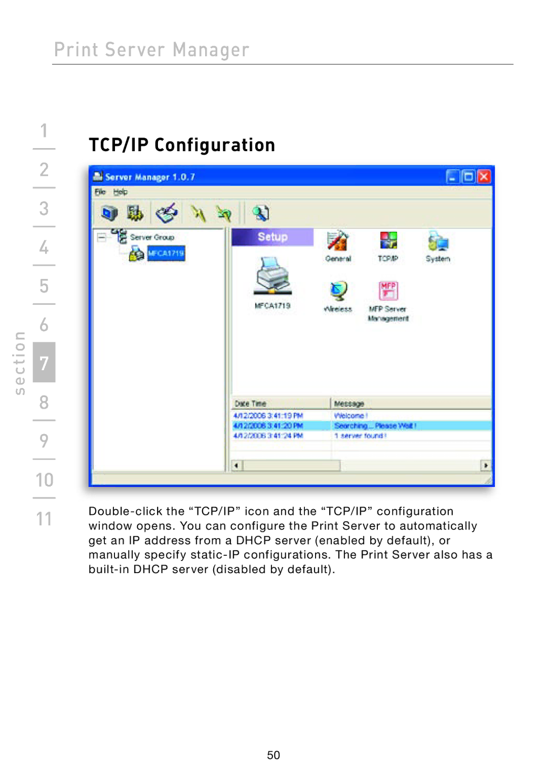 Belkin F1UP002 manual TCP/IP Configuration 