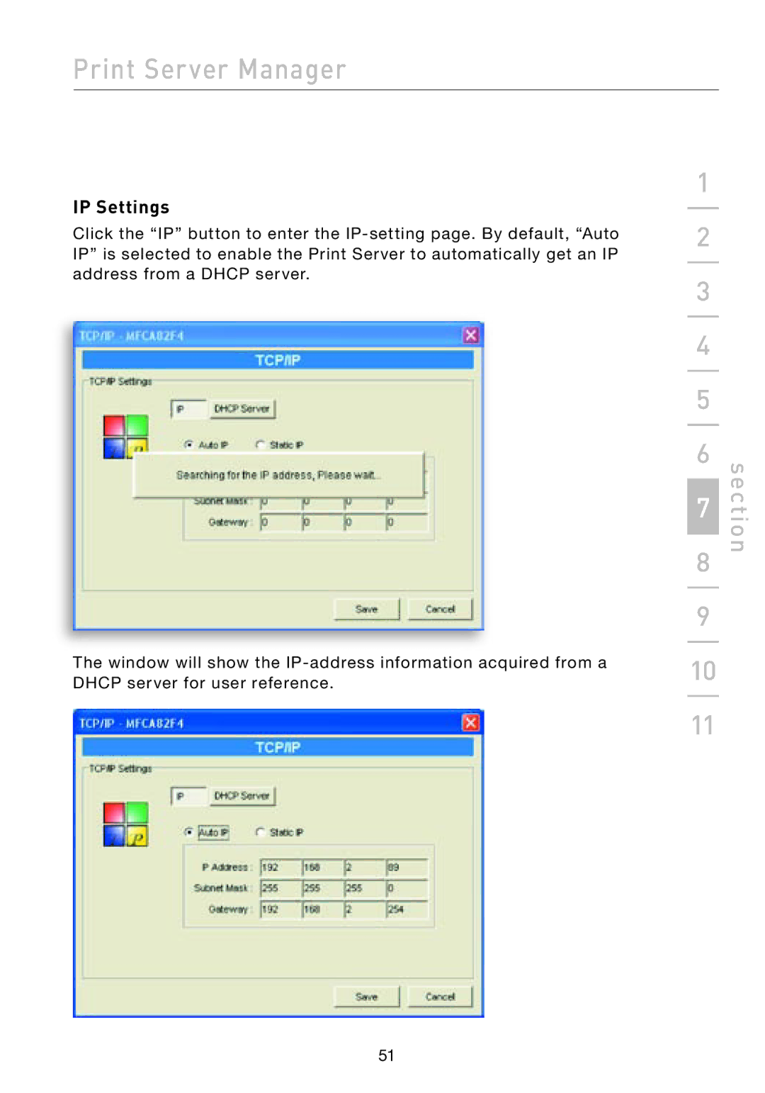 Belkin F1UP002 manual IP Settings 