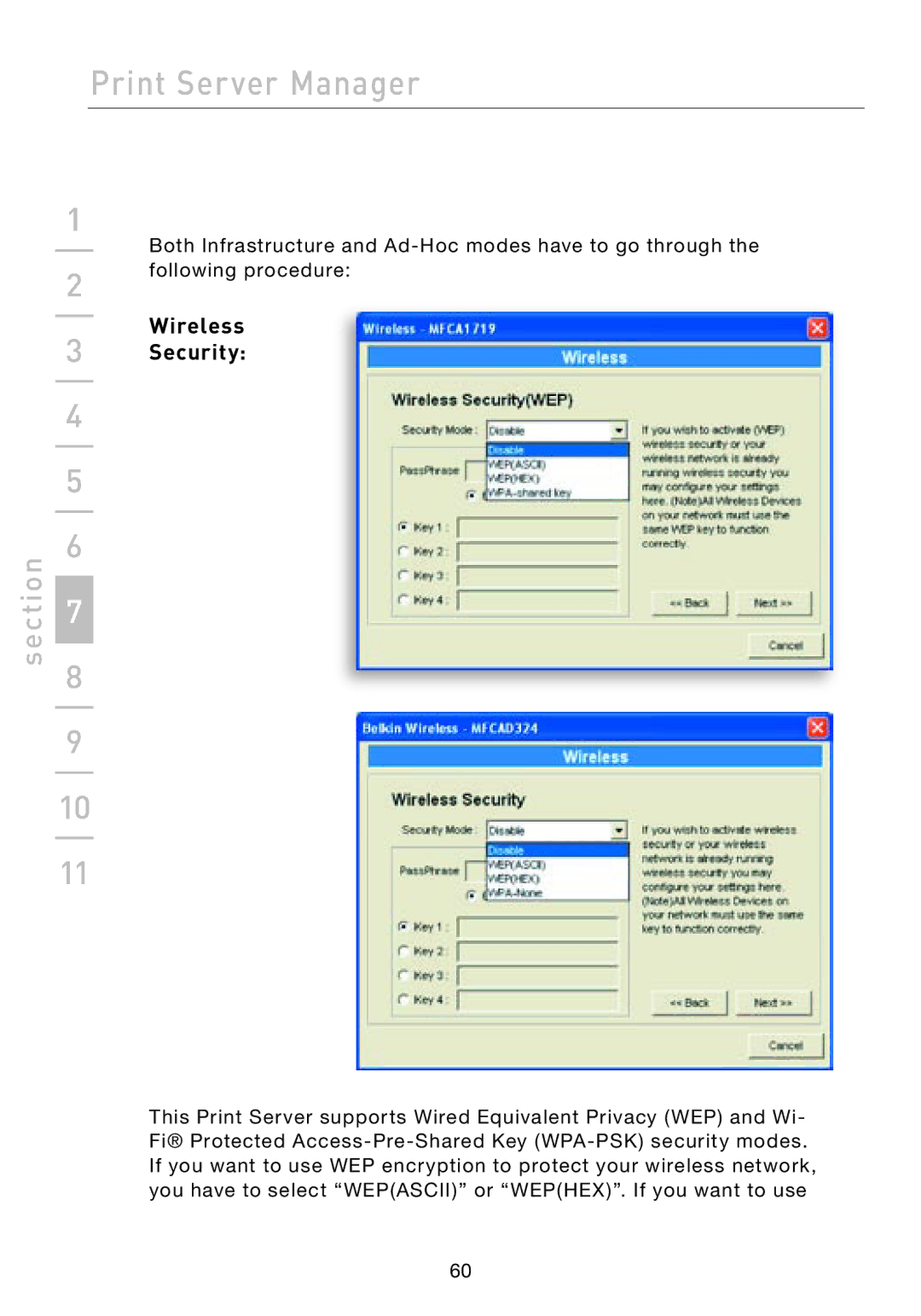 Belkin F1UP002 manual Wireless Security 