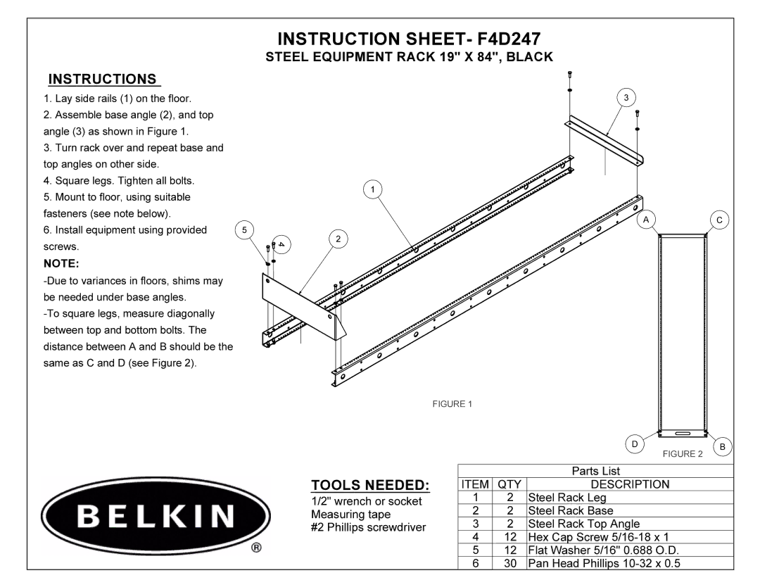 Belkin F4D247 manual 16758&7,216+7, 722/61, Ehqhhghgxqghuedvhdqjohv, 6WHHO5DFN%DVH 