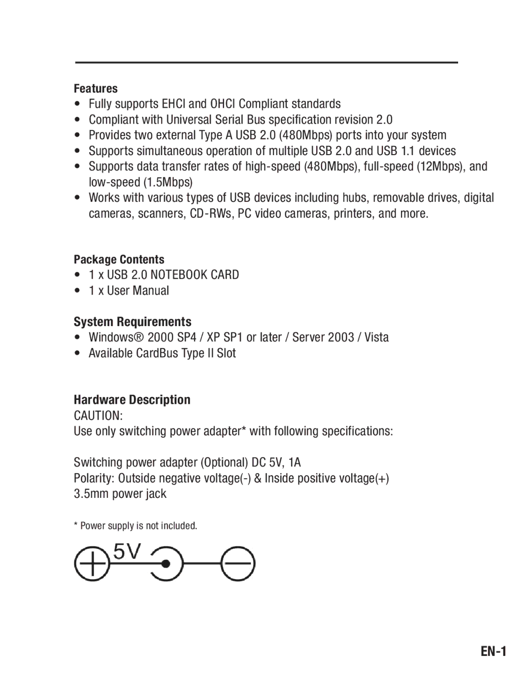 Belkin F4U008 user manual EN-1 