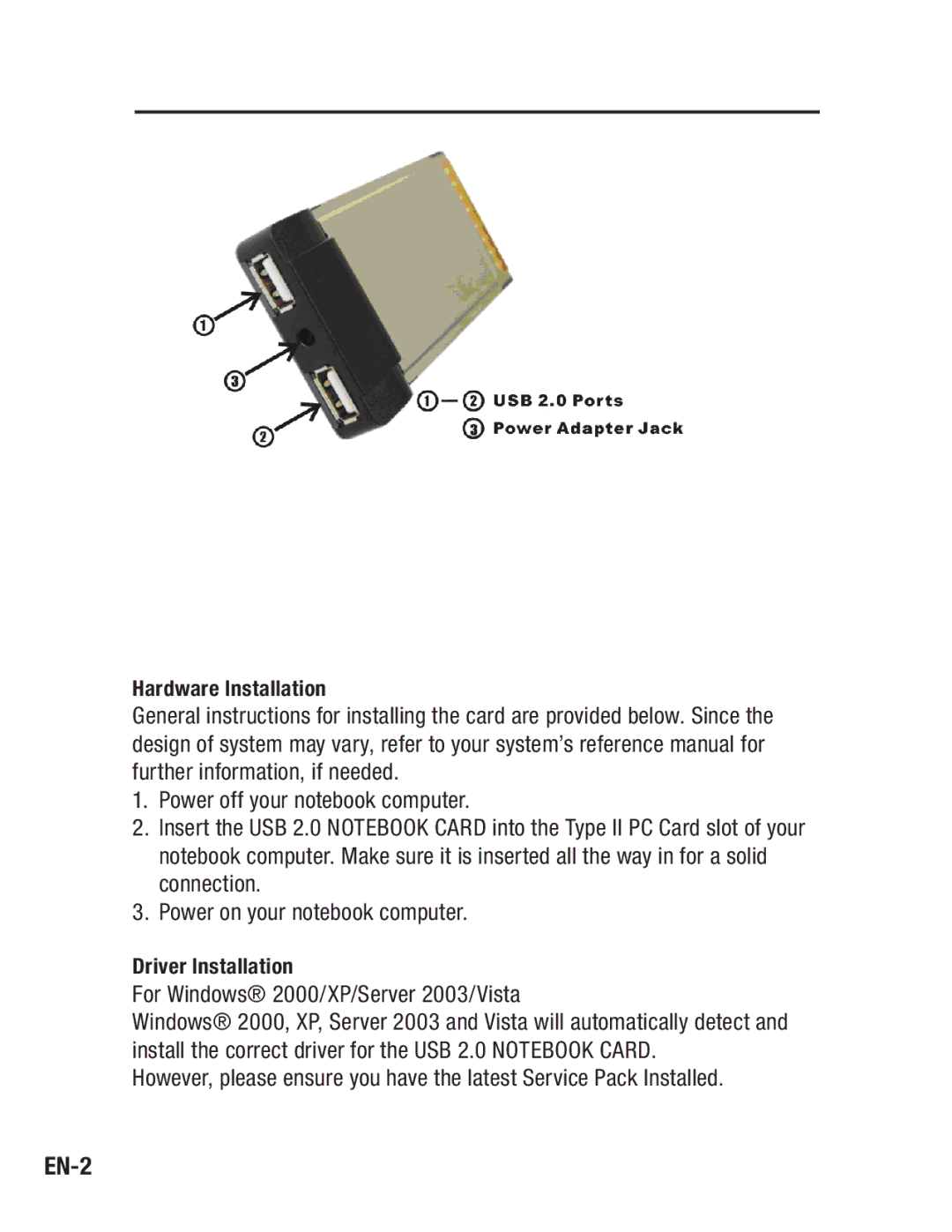 Belkin F4U008 user manual EN-2, For Windows 2000/XP/Server 2003/Vista 