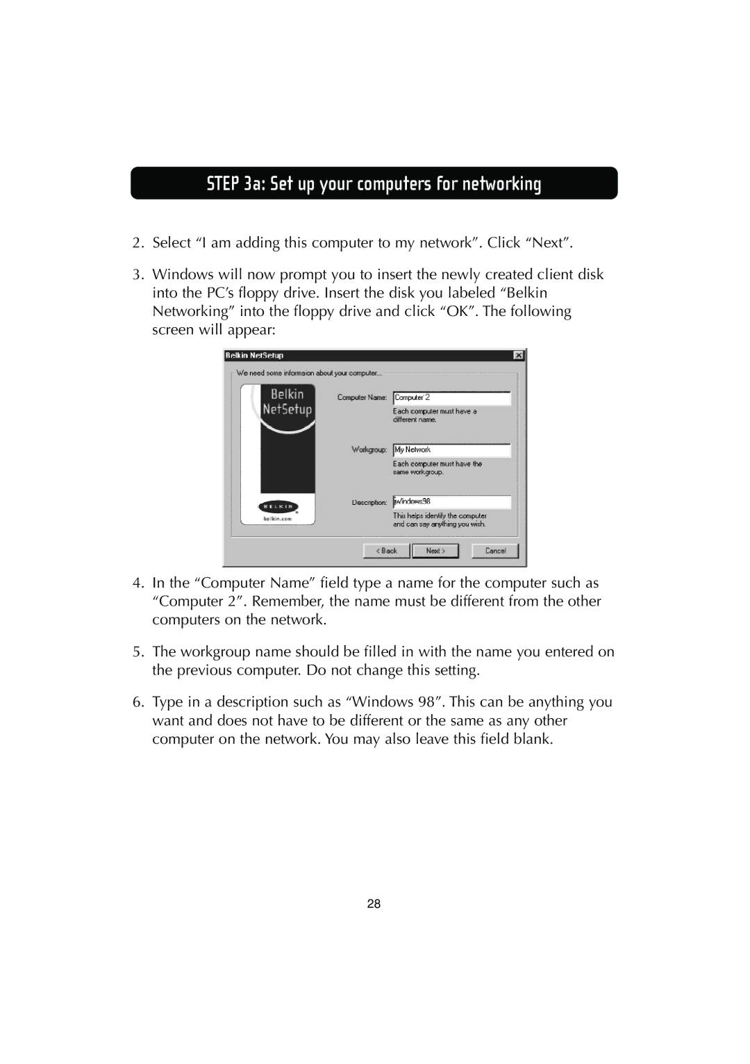 Belkin F506230-3 user manual Set up your computers for networking 