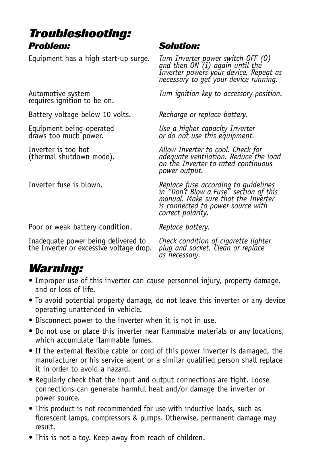 Belkin F5C412uk140W, F5C412uk300W user manual Troubleshooting, Problem, Solution 