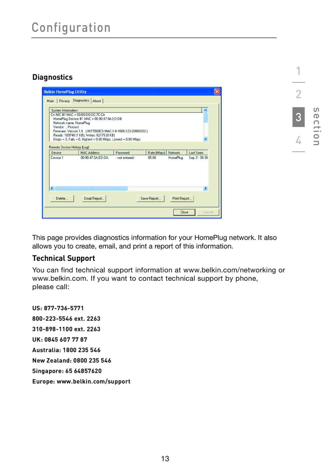 Belkin F5D4071 user manual Diagnostics, Technical Support 