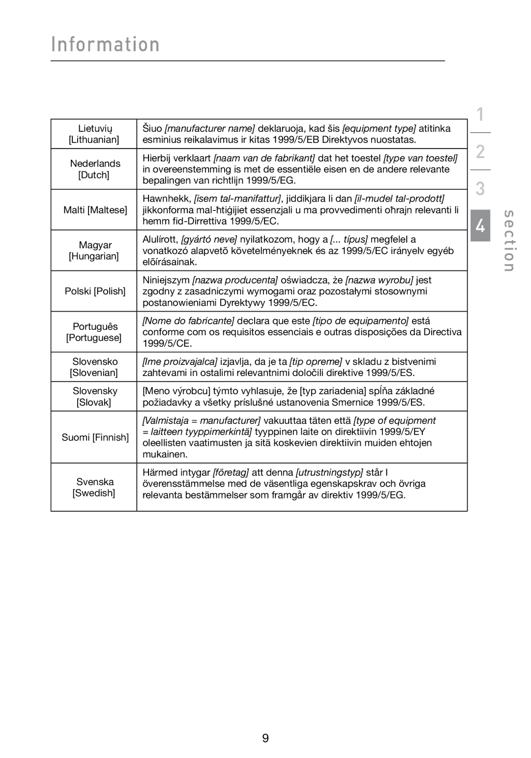 Belkin F5D4072 user manual Nome do fabricante declara que este tipo de equipamento está 