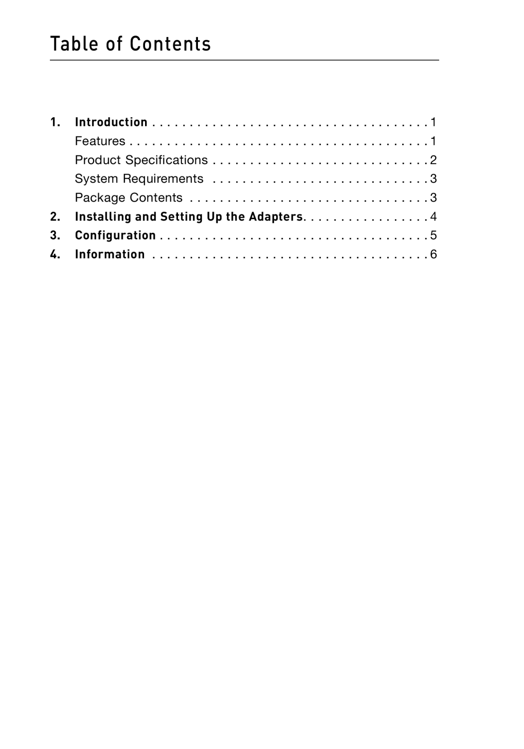 Belkin F5D4072 user manual Table of Contents 