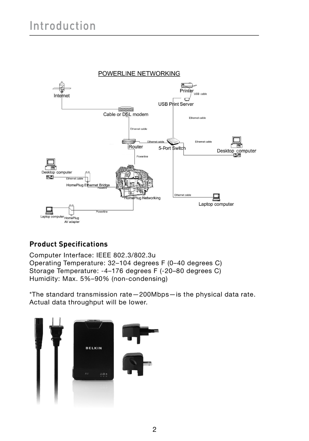 Belkin F5D4072 user manual Introduction, Product Specifications 