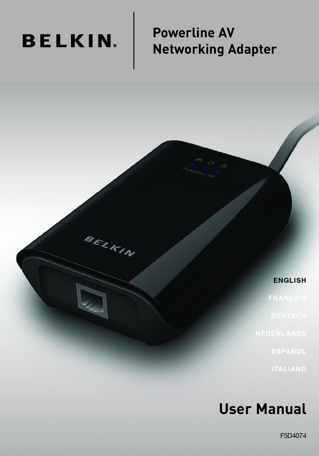 Belkin F5D4074 user manual Powerline AV Networking Adapter, English 