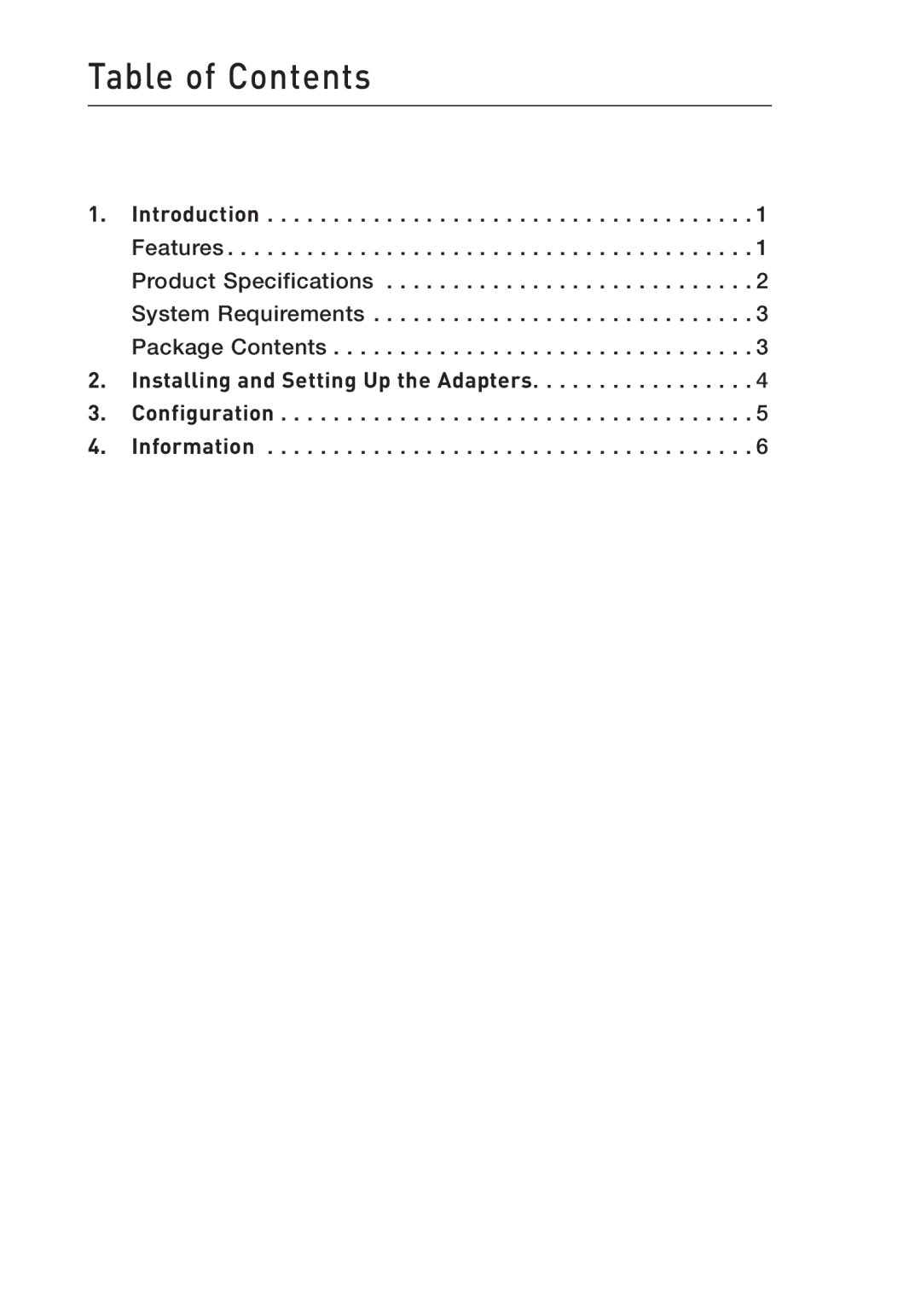 Belkin F5D4074 user manual Table of Contents 