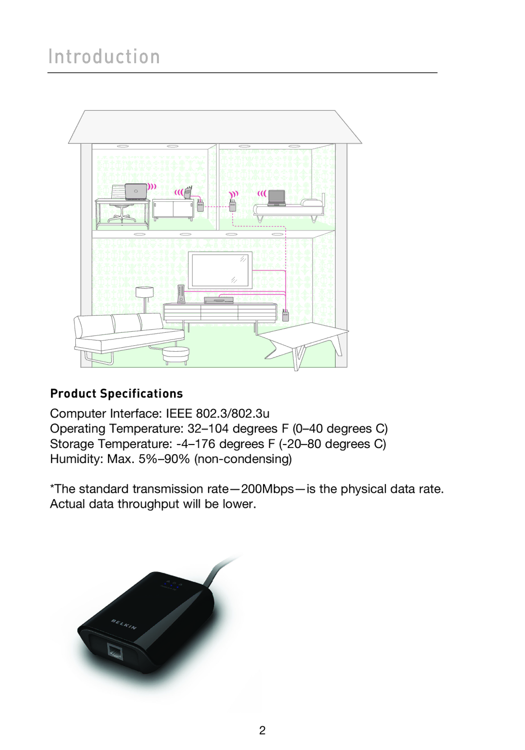 Belkin F5D4074 user manual Introduction, Product Specifications 