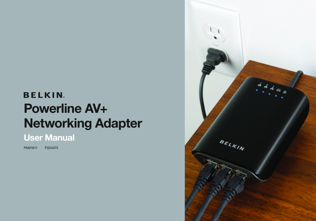Belkin user manual Powerline AV+ Networking Adapter, PM01611 F5D4075 