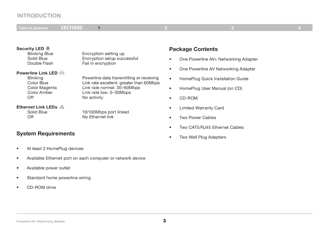 Belkin PM01611, F5D4075 user manual System Requirements, Package Contents 