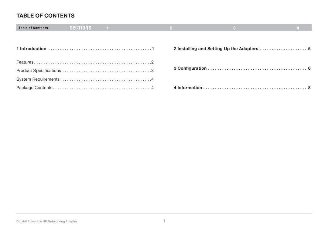 Belkin F5D4076 user manual Table of Contents 