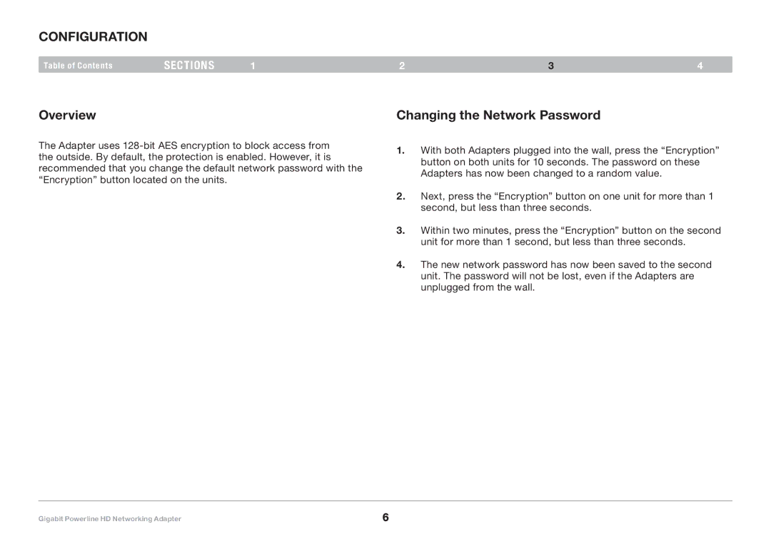 Belkin F5D4076 user manual Overview, Changing the Network Password 