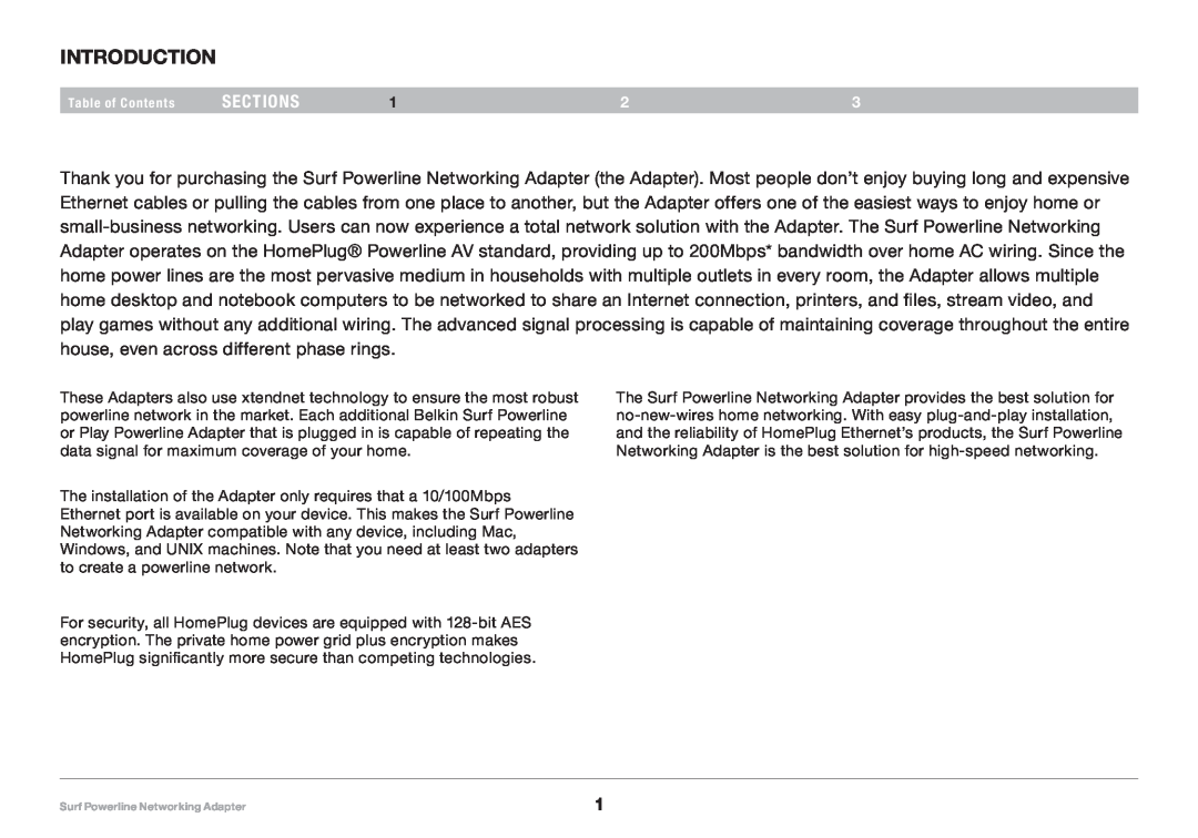 Belkin F5D4077UK user manual Introduction, Sections, Table of Contents 