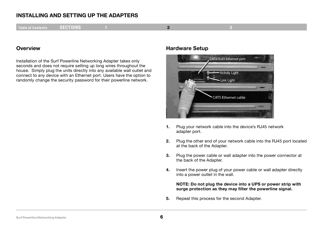 Belkin F5D4077UK user manual Overview, Hardware Setup, Installing And Setting Up The Adapters 