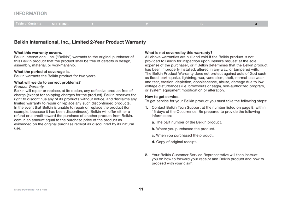 Belkin F5D4081 user manual Belkin International, Inc., Limited 2-Year Product Warranty 