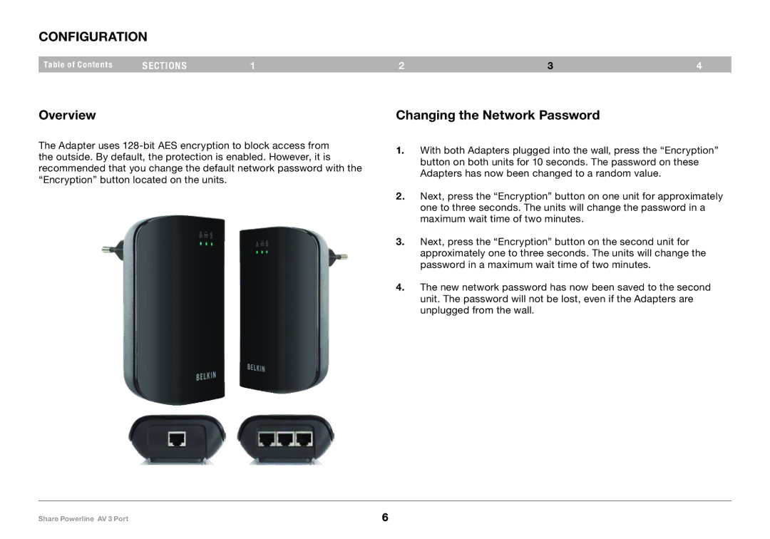 Belkin F5D4081 user manual Overview, Changing the Network Password 