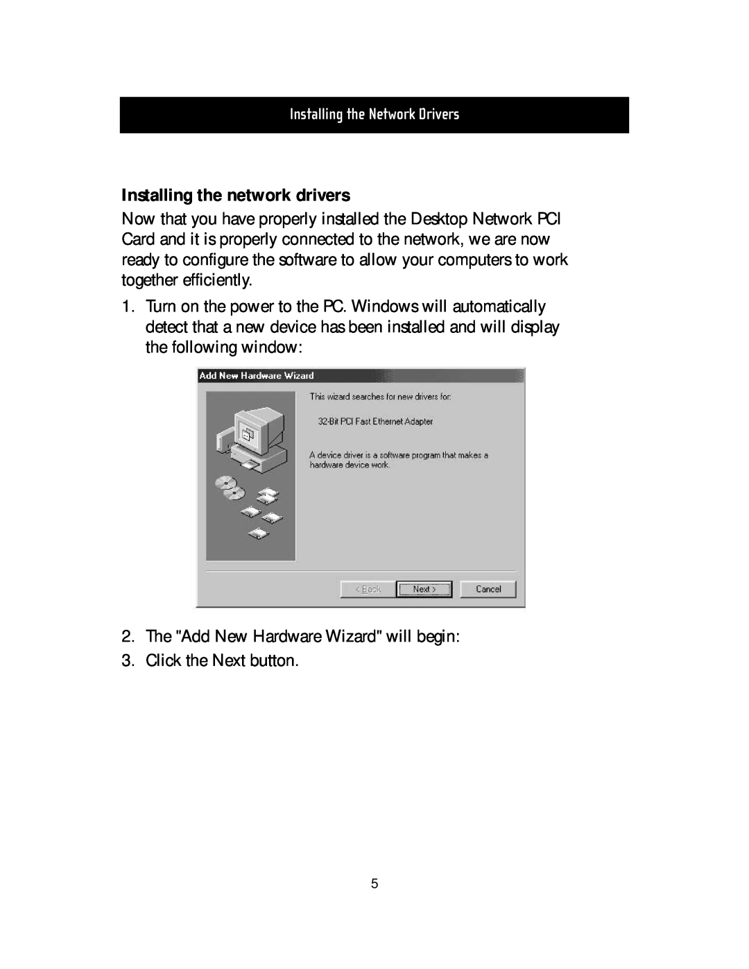 Belkin F5D5000t manual Installing the network drivers, Installing the Network Drivers 
