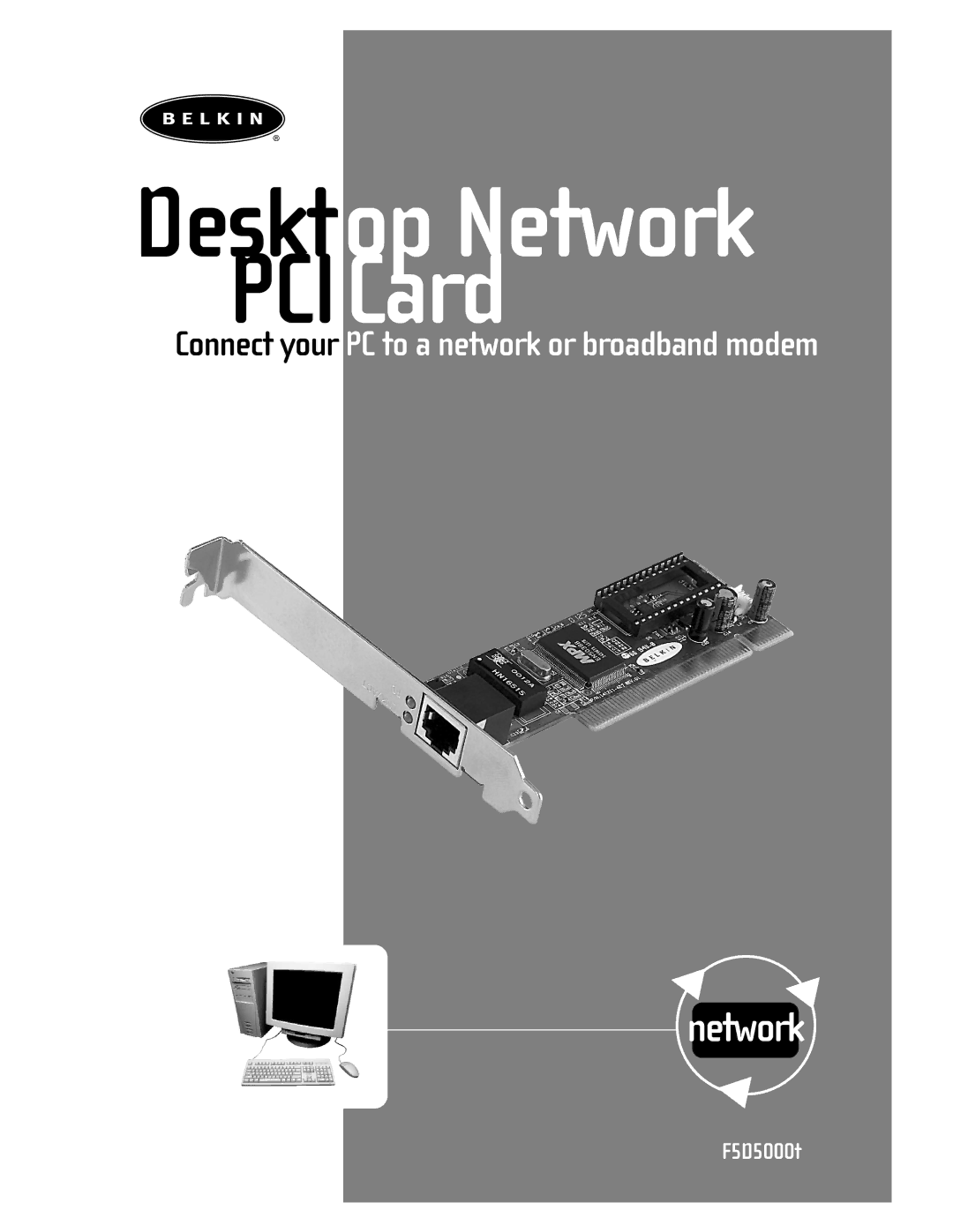 Belkin F5D5000t manual Desktop Network PCICard 