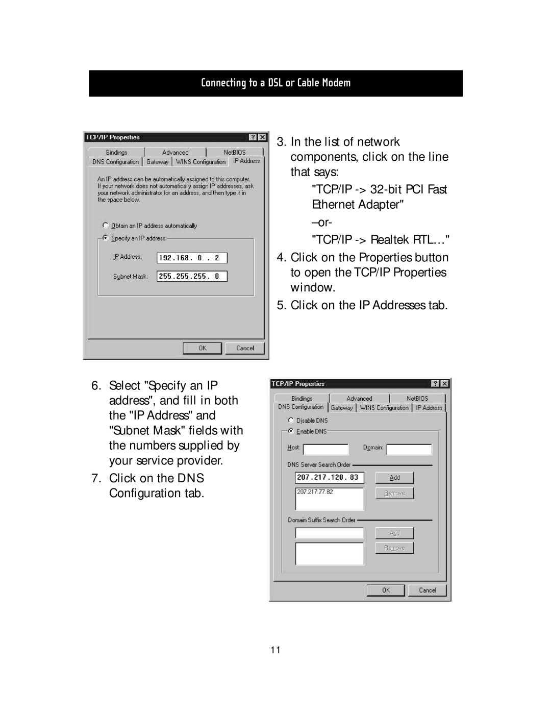 Belkin F5D5000t manual Connecting to a DSL or Cable Modem 