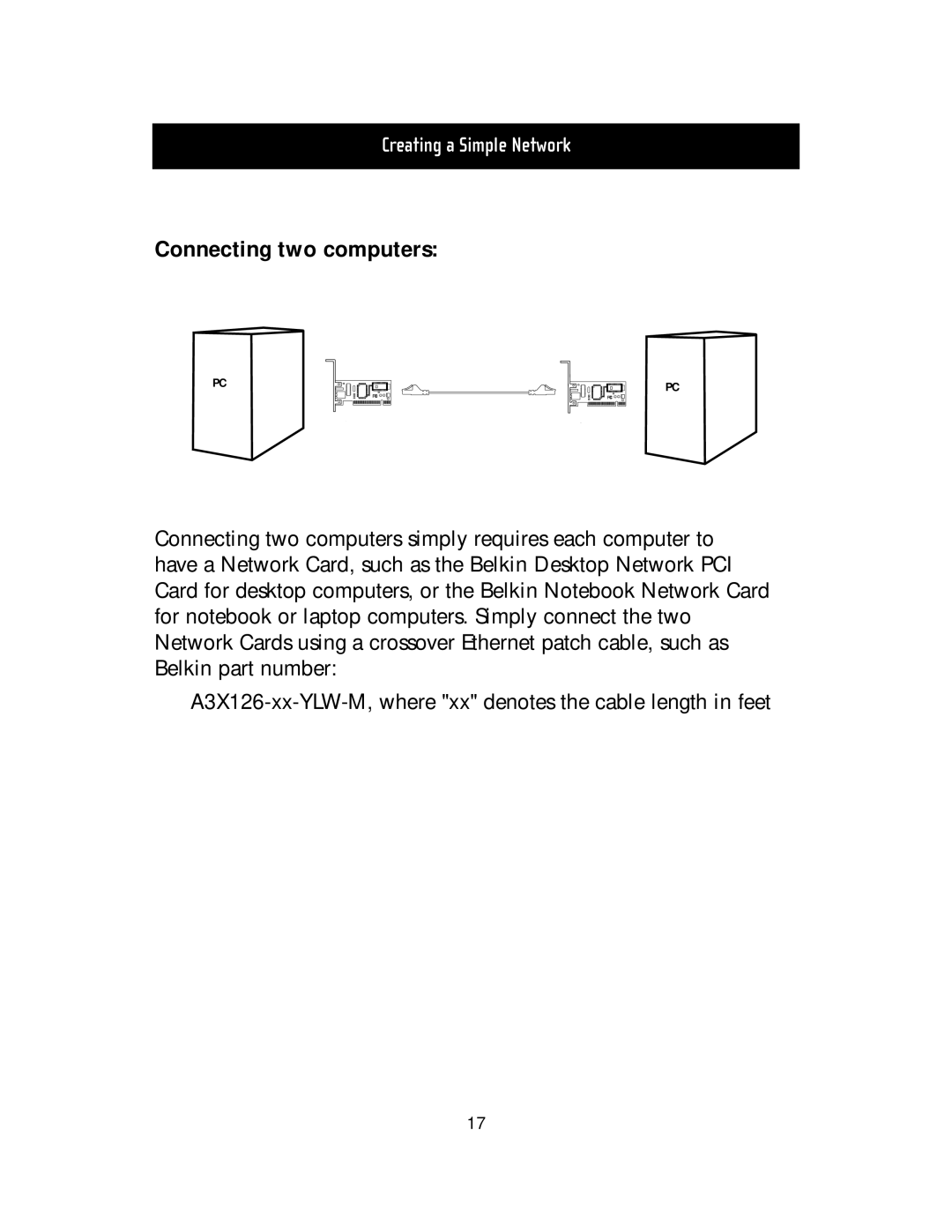 Belkin F5D5000t manual Connecting two computers 