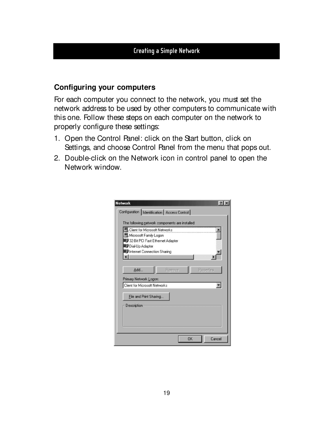 Belkin F5D5000t manual Configuring your computers 