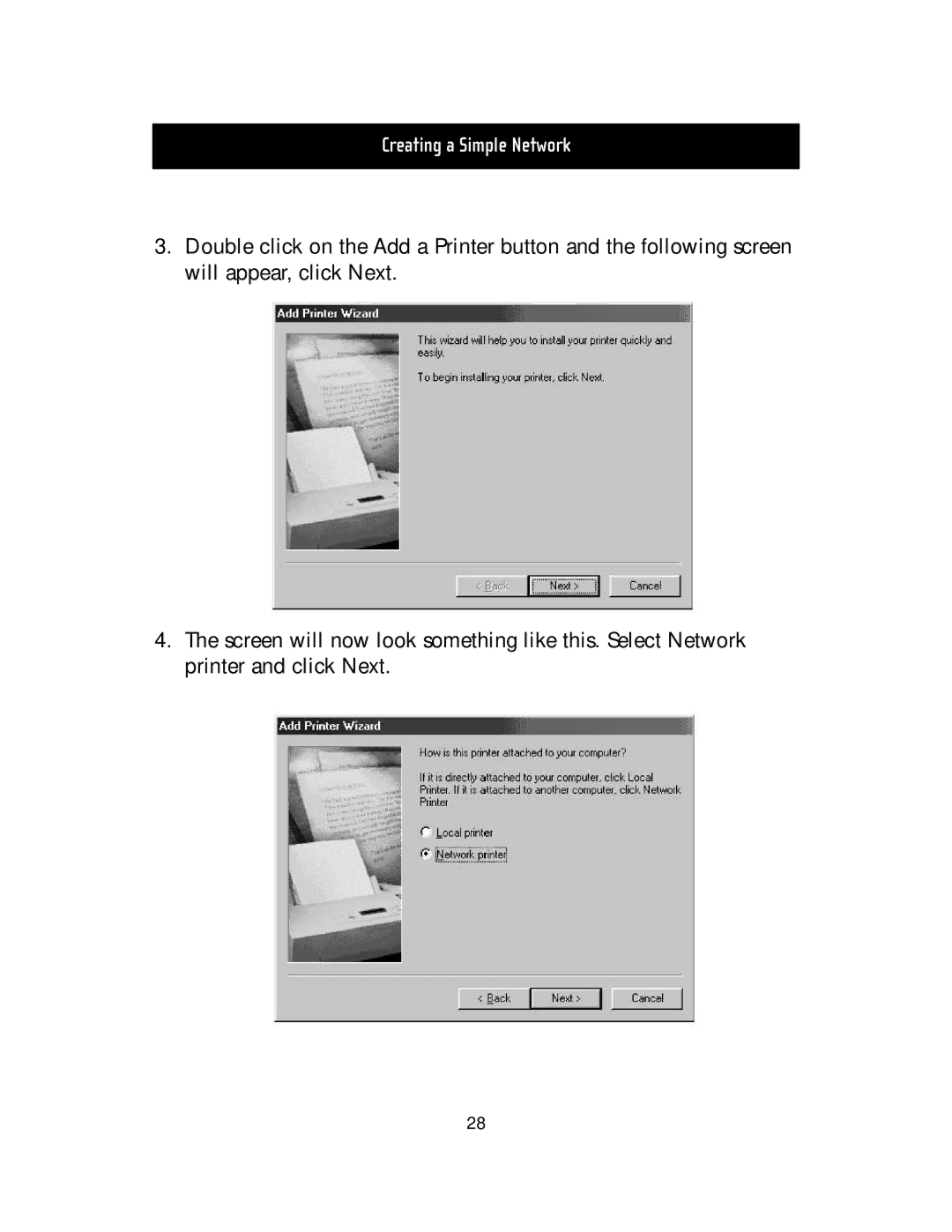 Belkin F5D5000t manual Creating a Simple Network 