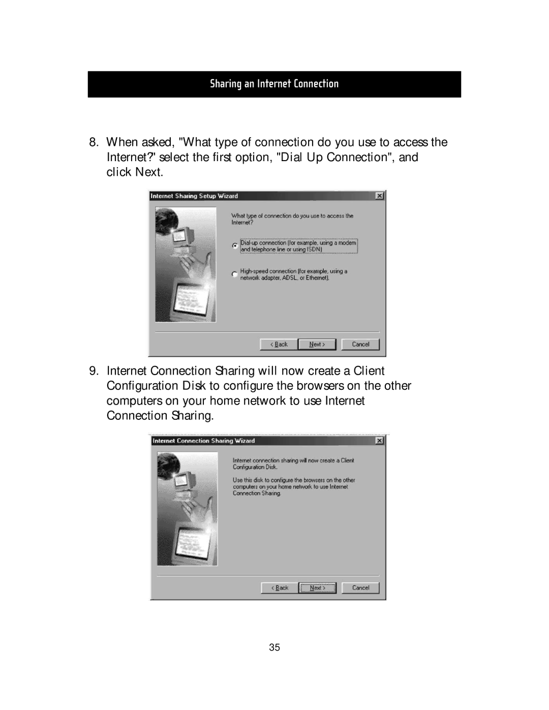 Belkin F5D5000t manual Sharing an Internet Connection 