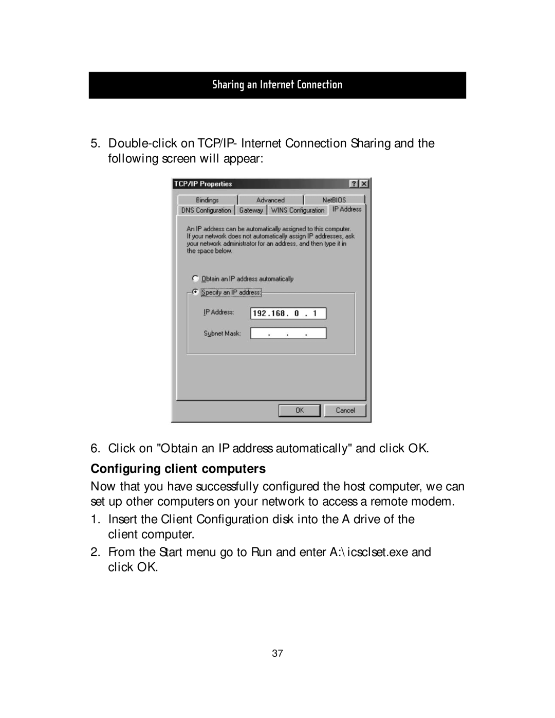 Belkin F5D5000t manual Configuring client computers 