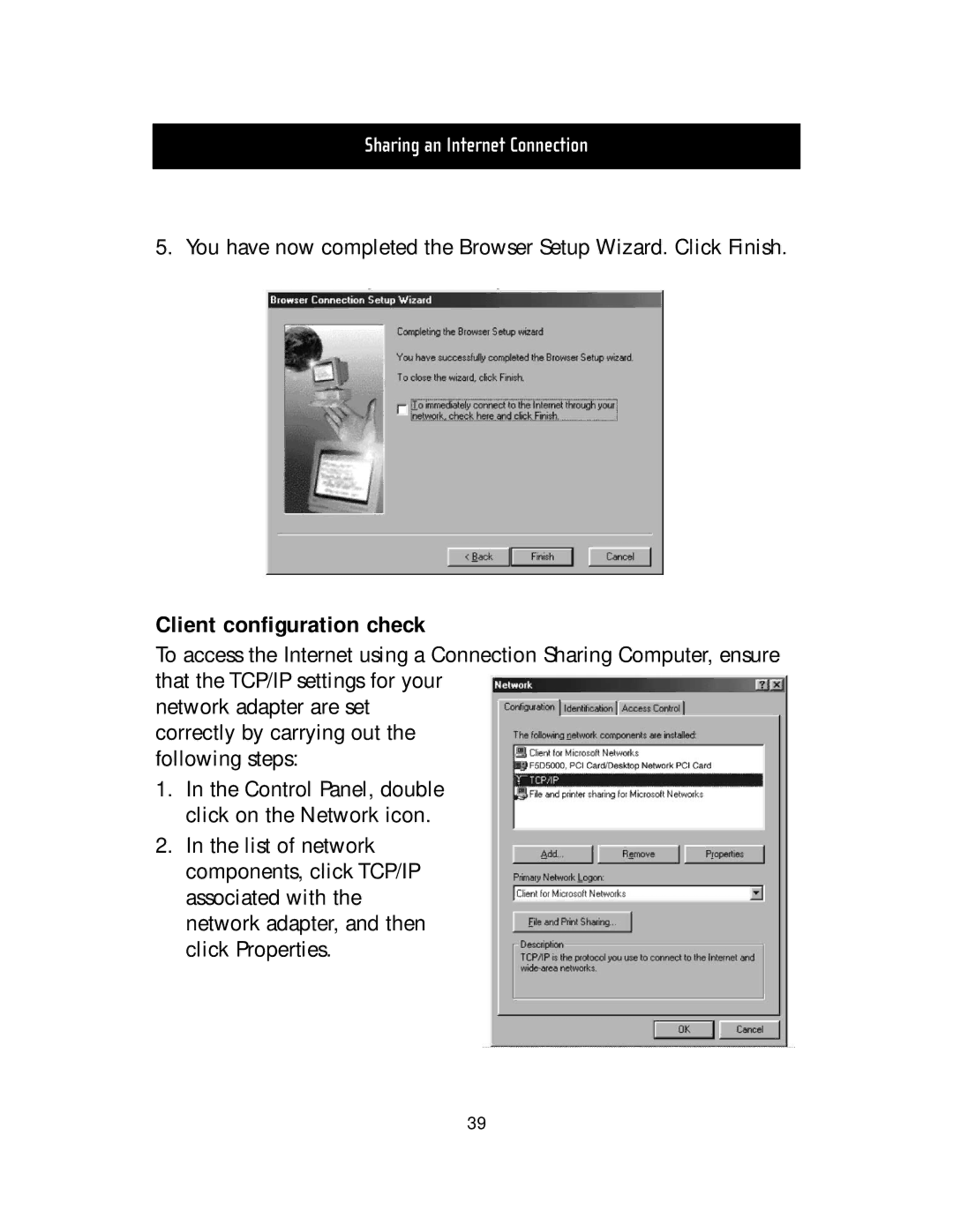 Belkin F5D5000t manual Client configuration check 