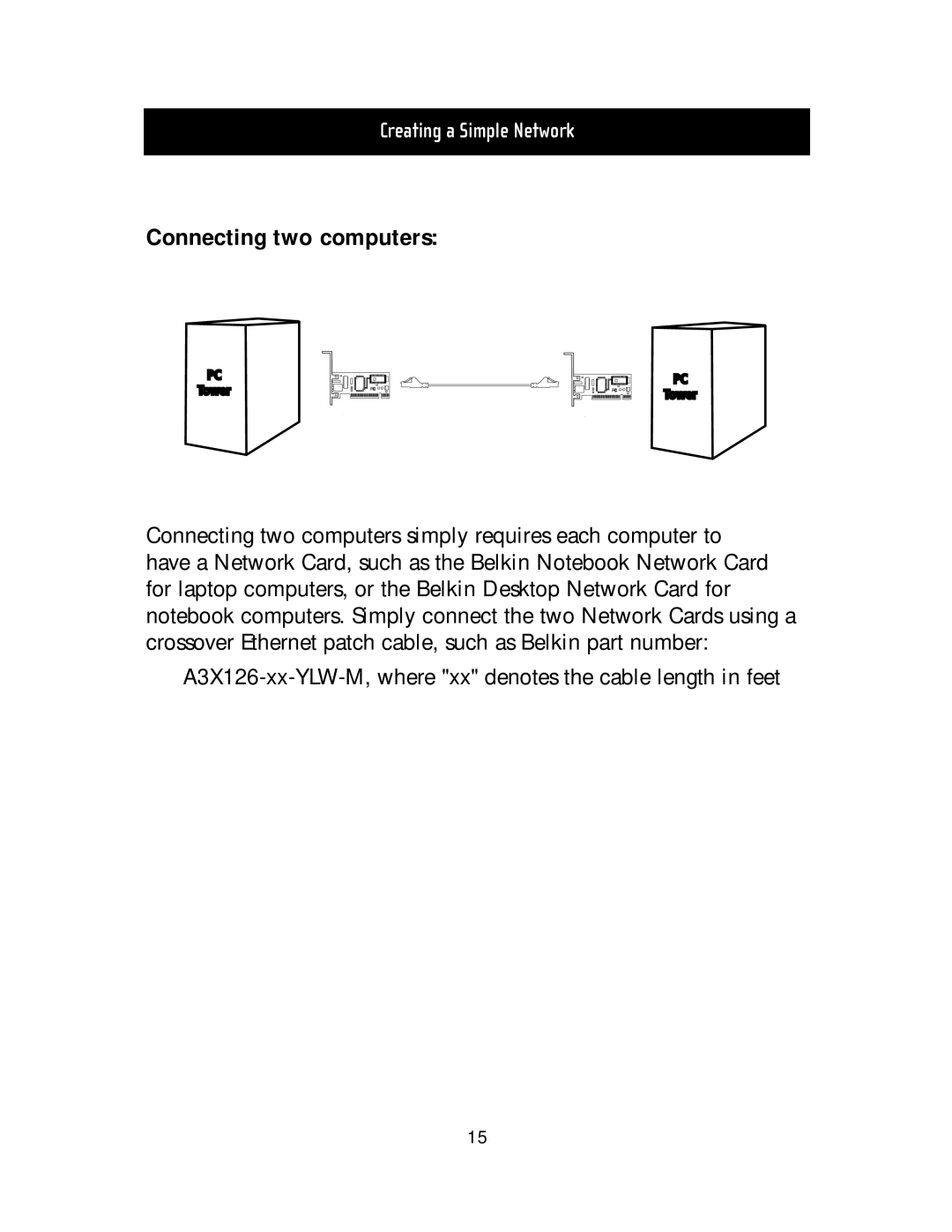 Belkin F5D5020T manual Connecting two computers 