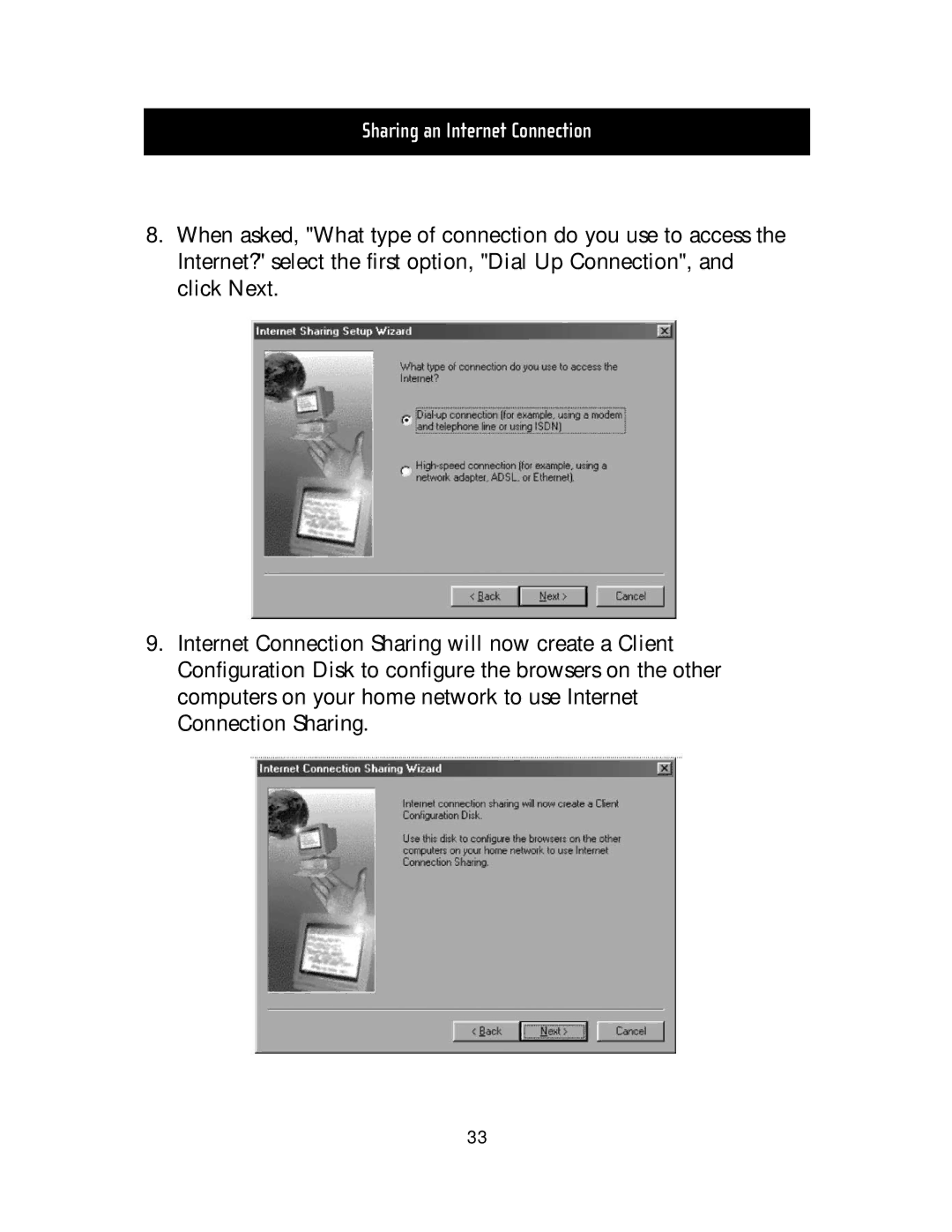 Belkin F5D5020T manual Sharing an Internet Connection 