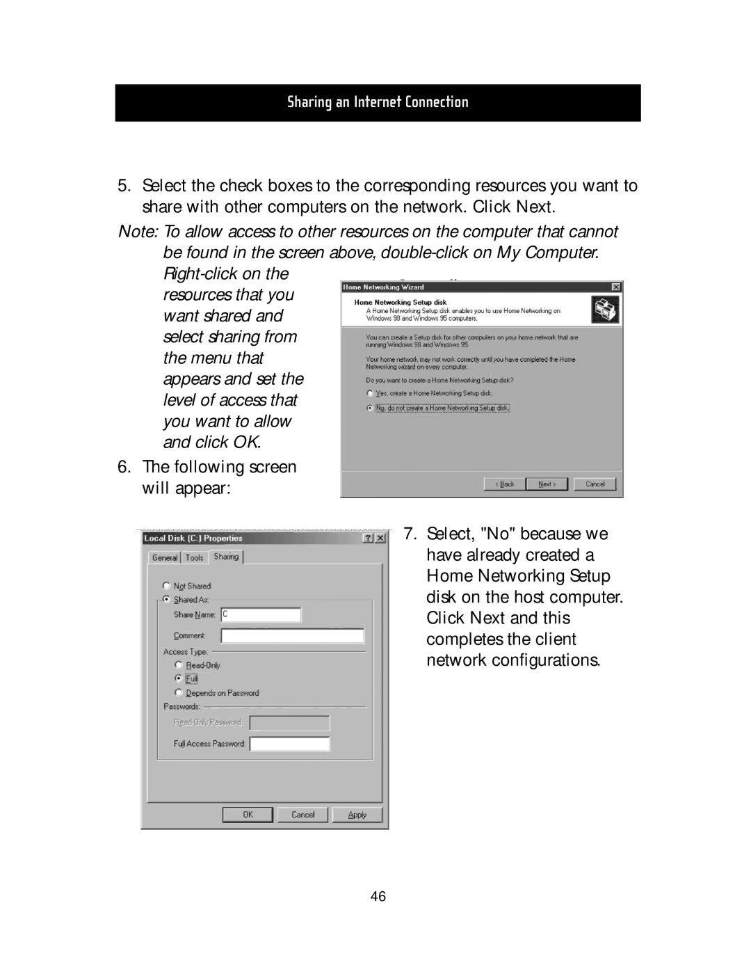 Belkin F5D5020T manual Sharing an Internet Connection 