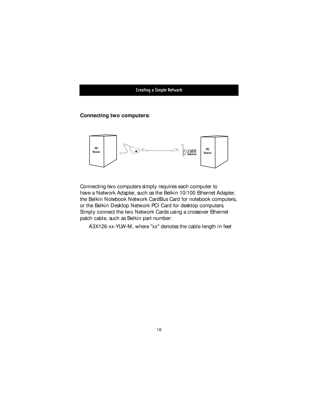 Belkin F5D5050 manual Connecting two computers 