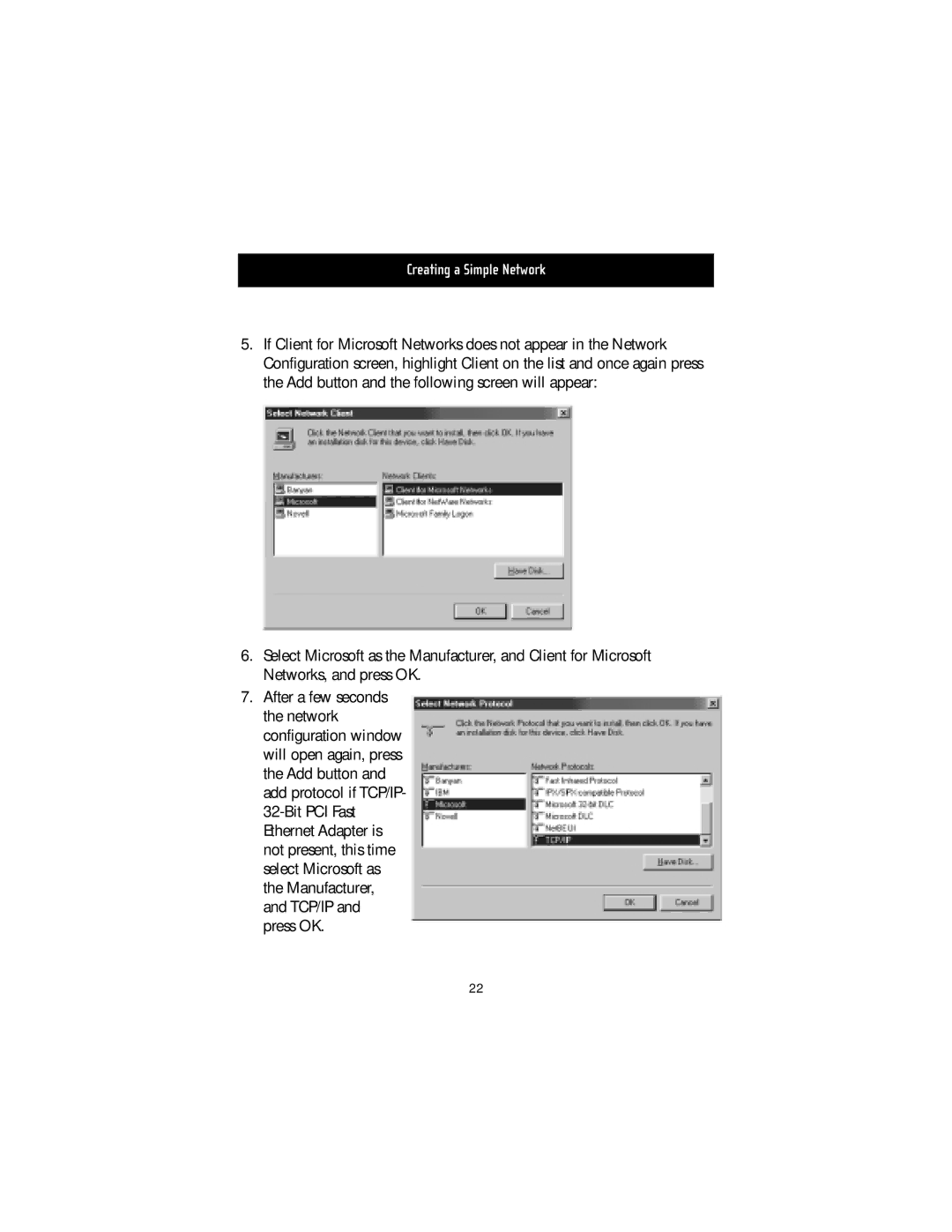 Belkin F5D5050 manual Creating a Simple Network 