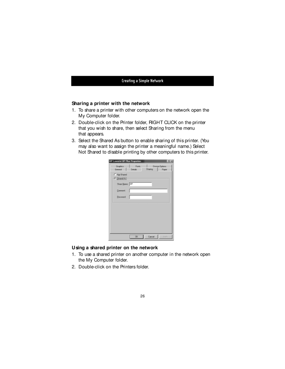 Belkin F5D5050 manual Sharing a printer with the network, Using a shared printer on the network 