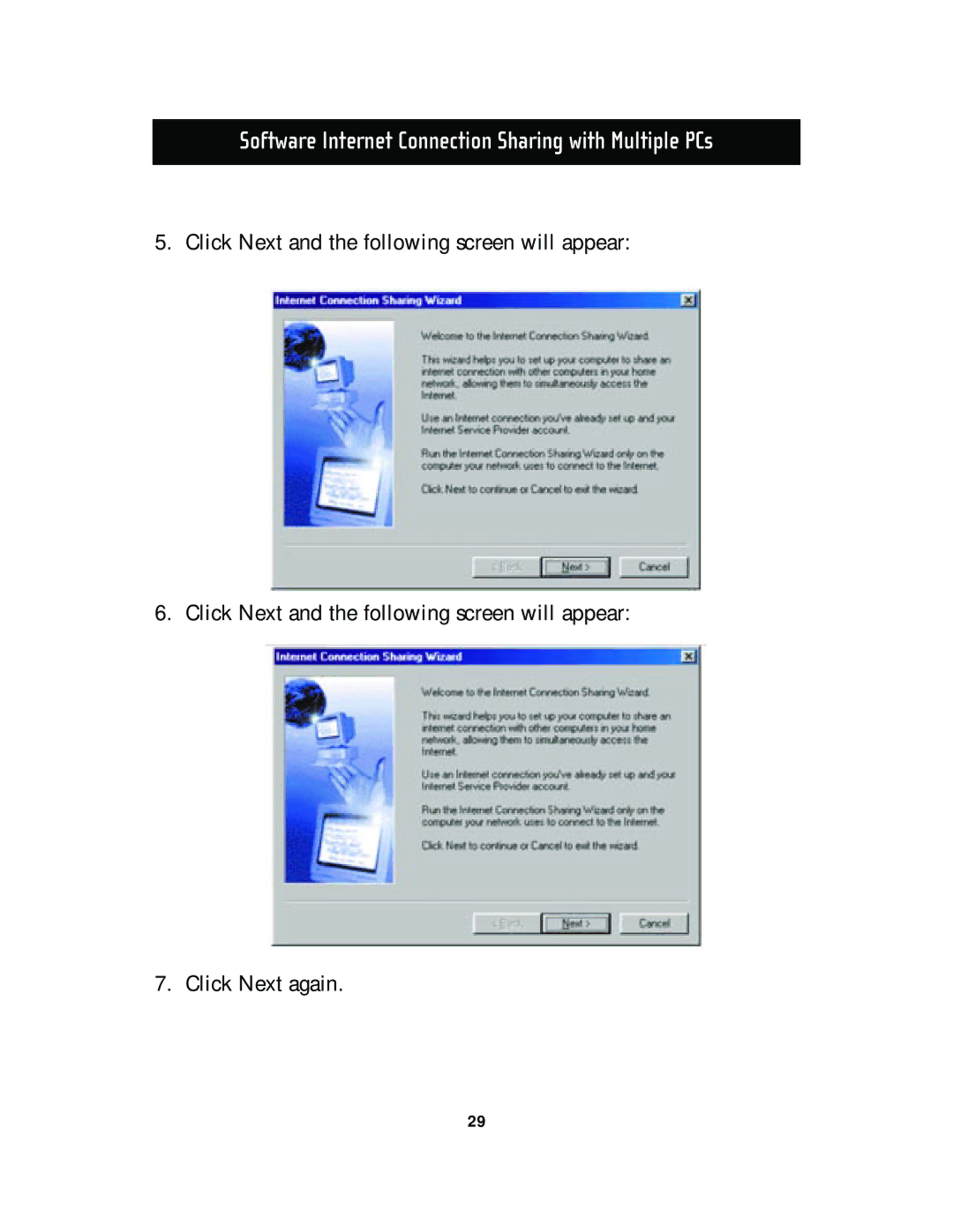 Belkin F5D5130-5, F5D5130-8 manual Software Internet Connection Sharing with Multiple PCs 