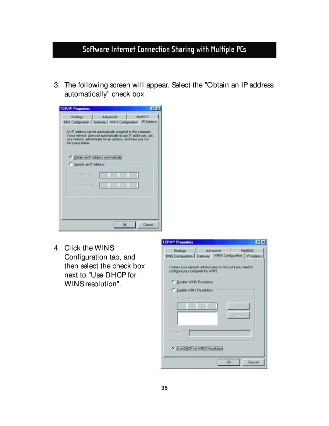 Belkin F5D5130-5, F5D5130-8 manual Software Internet Connection Sharing with Multiple PCs 