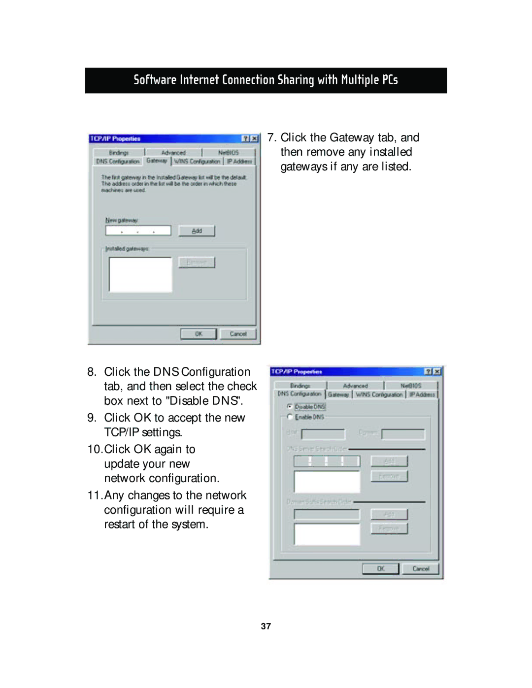 Belkin F5D5130-5, F5D5130-8 manual Software Internet Connection Sharing with Multiple PCs 