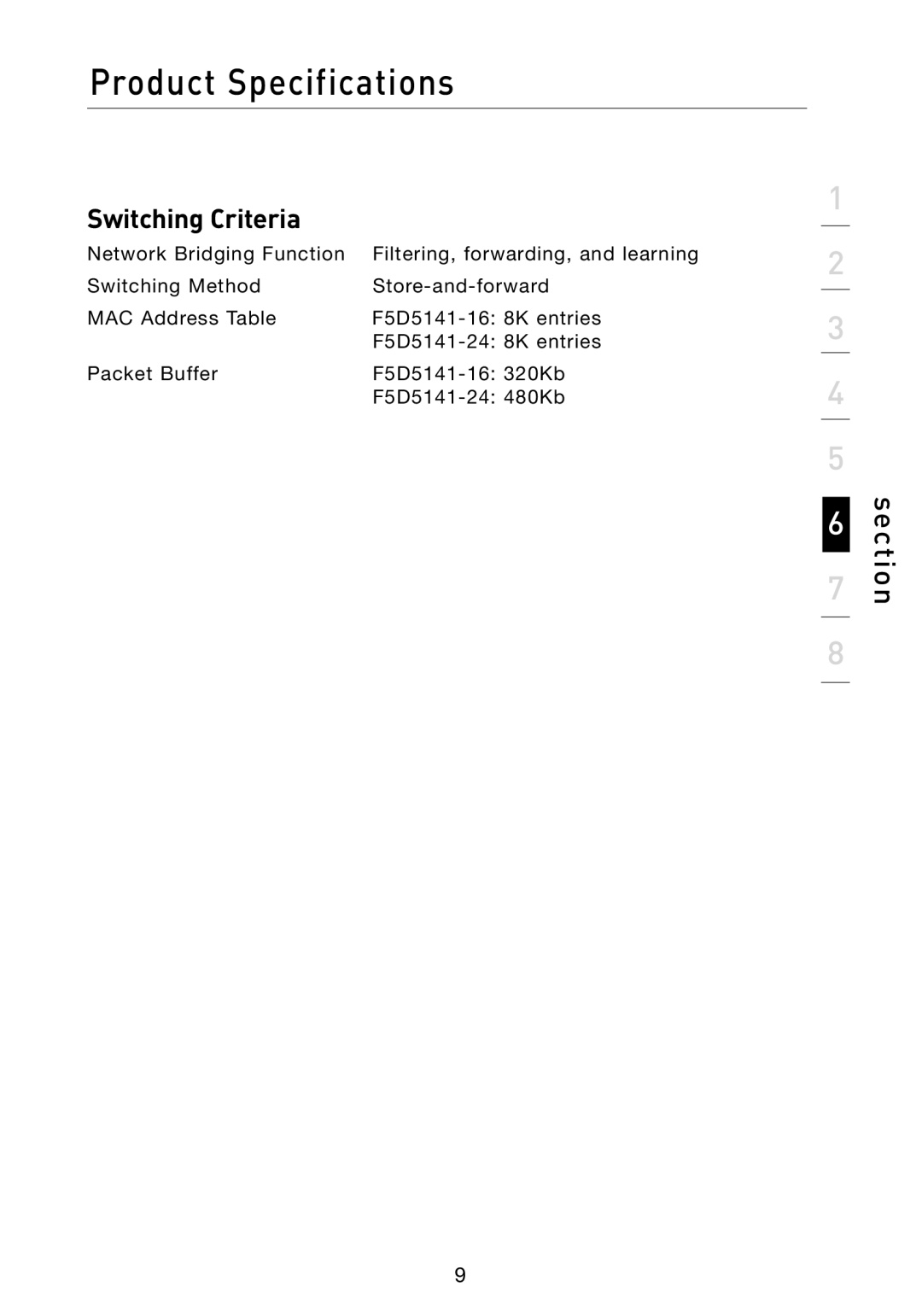 Belkin F5D5141-16, F5D5141-24 manual Switching Criteria 