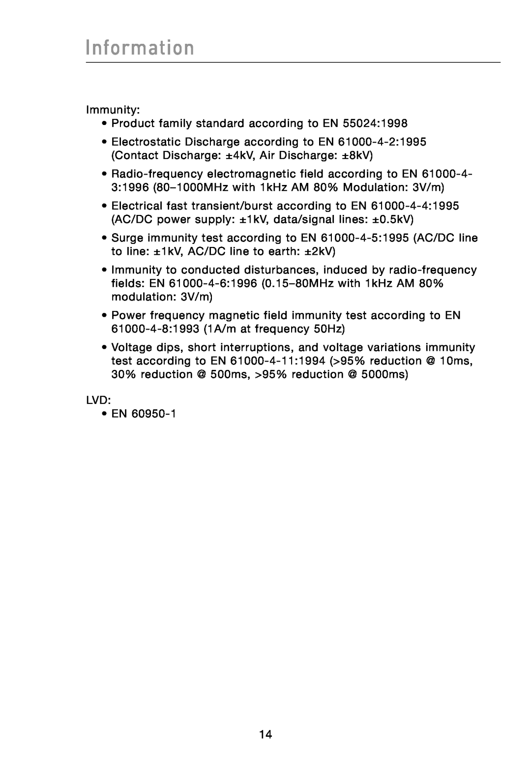 Belkin F5D5141-5 manual Information 