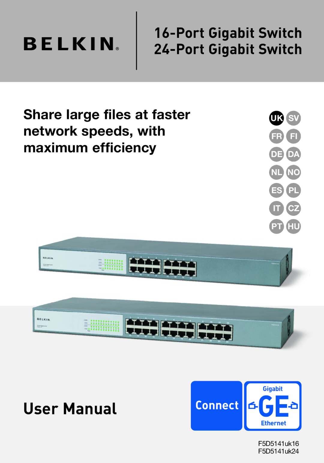 Belkin F5D5141uk16 user manual Port Gigabit Switch 