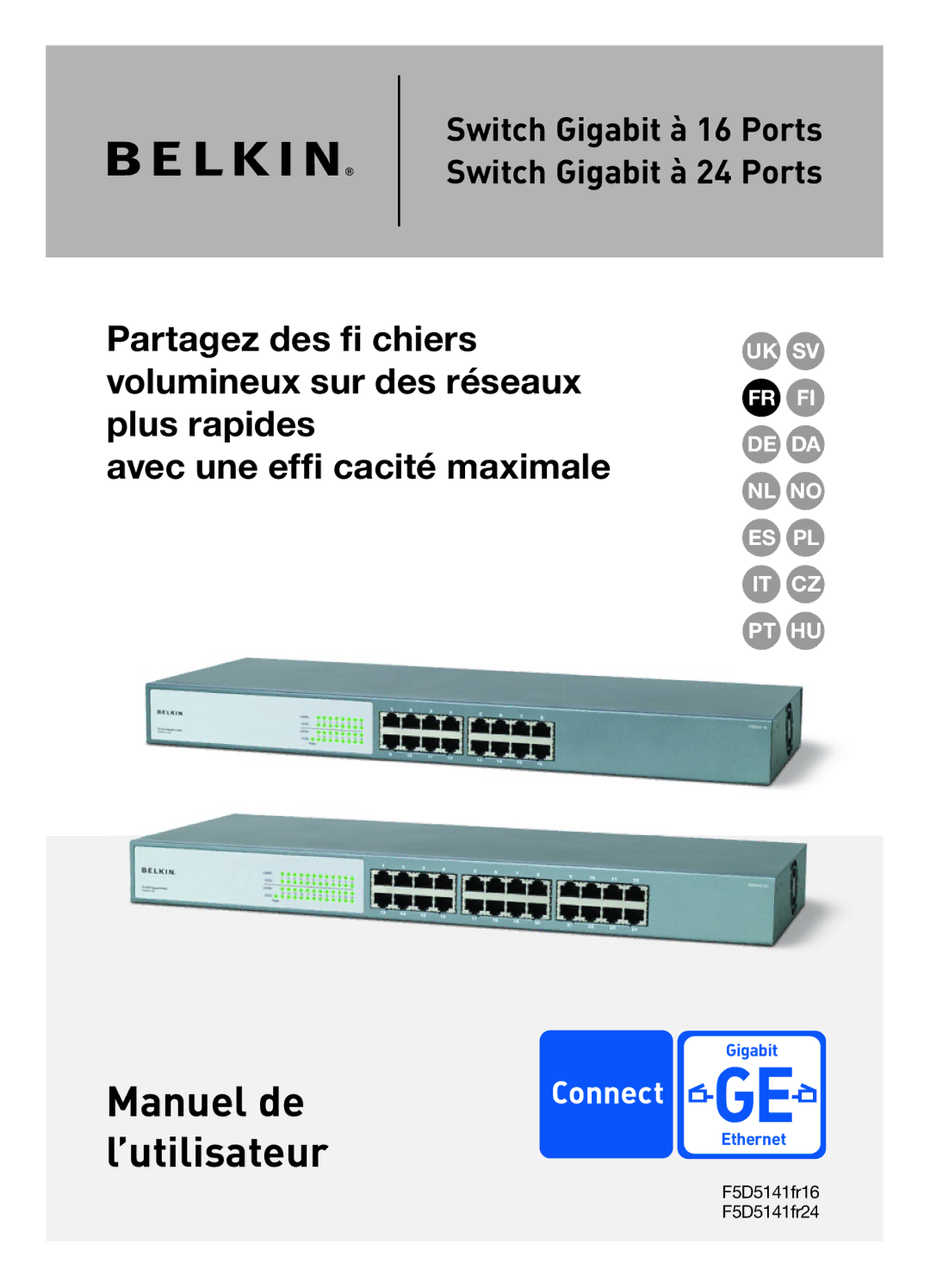 Belkin F5D5141uk16 user manual Manuel de ’utilisateur 