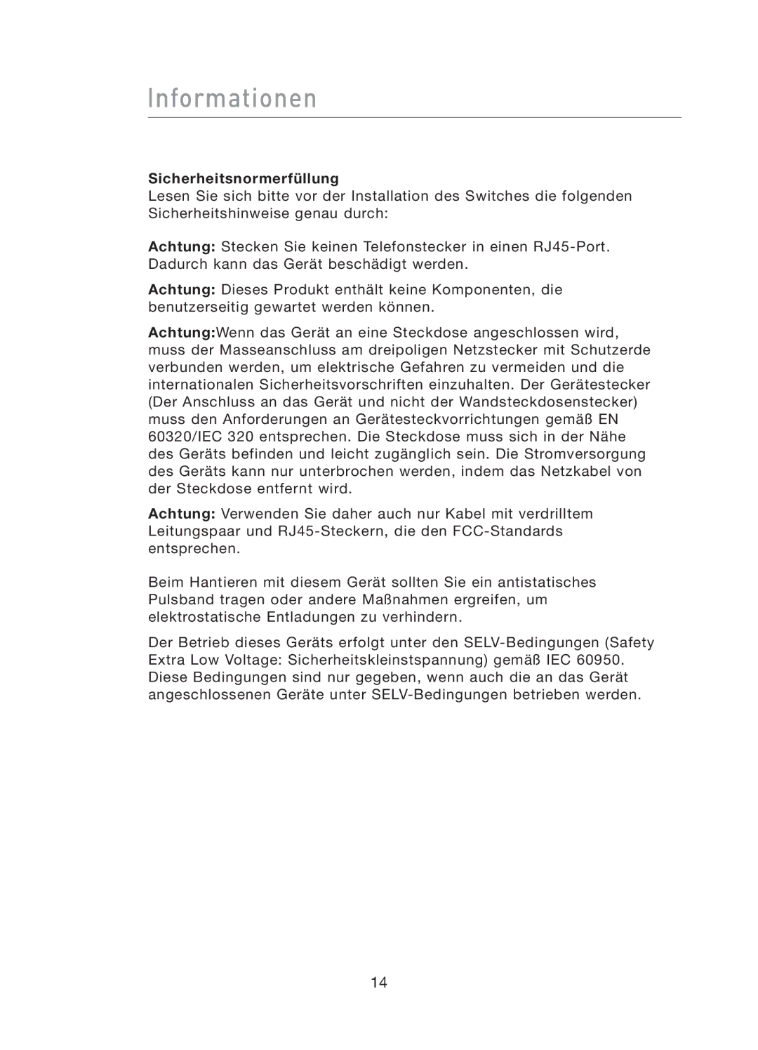 Belkin F5D5141uk16 user manual Informationen, Sicherheitsnormerfüllung 