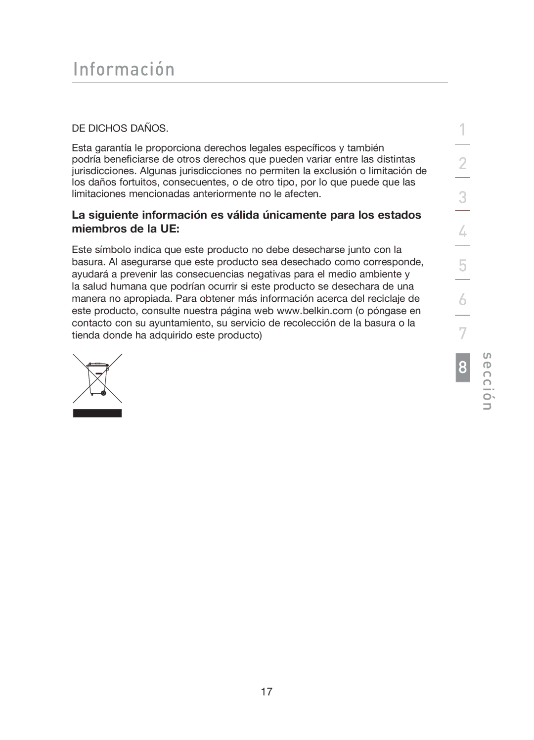 Belkin F5D5141uk16 user manual DE Dichos Daños 