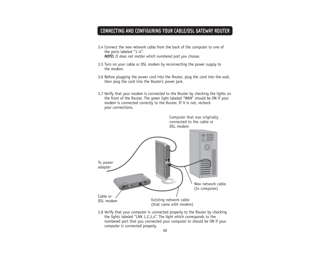 Belkin F5D5231-4 user manual Connecting And Configuring Your Cable/Dsl Gateway Router, your connections 