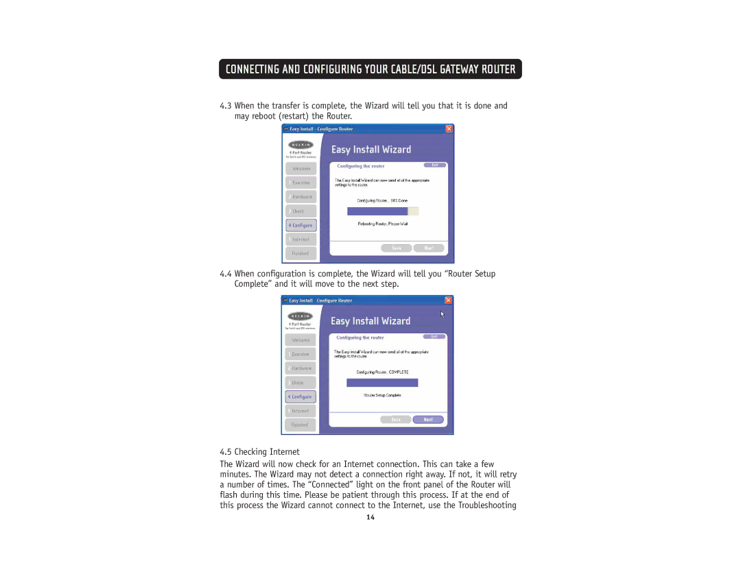 Belkin F5D5231-4 user manual Connecting and Configuring Your CABLE/DSL Gateway Router 